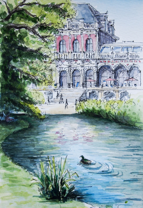 inkpathsconverging: Throwback to a sunny Sunday afternoon in an Amsterdam park, me sketching the pon