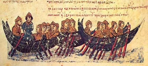 medievalart:Saracen fleet attacking Crete