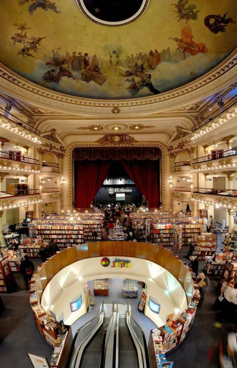 cjwho:  the best bookstores in the world 1. This majestic converted 1920s movie palace uses theater boxes for reading rooms and draws Thousands of tourists every year. Librería El Ateneo Grand Splendid, Buenos Aires, Argentina 2. This is the entrance