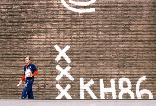 Keith Haring Painting A Mural On The Exterior Of The Stedelijk Museums Storage Building In Amsterdam,