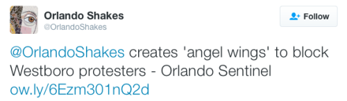 micdotcom:  “Angels” block the Westboro Baptist Church from protesting Orlando victim’s funeralWhen a handful of Westboro Baptist Church members showed up Saturday at the funeral of Orlando shooting victim Christopher Leinonen, counterprotesters