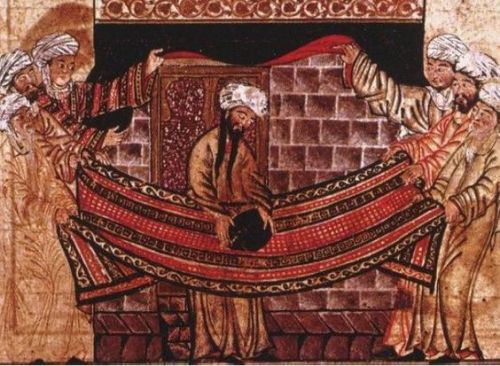 abra-cada-bra:Painting of Mohamed I  placing the “Black Stone of the Kaab” on his r