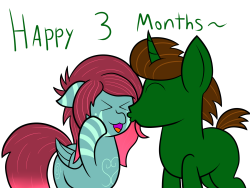 ask-hyperbrony:silly drawing of our 3 months