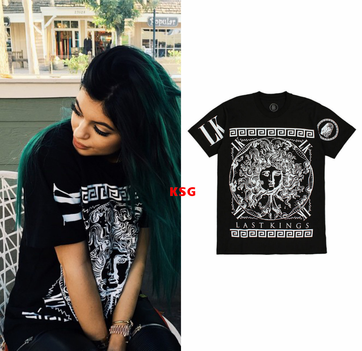 kyliestyleguide:  Kylie Jenner arriving wearing a Last Kings Madusa T-Shirt for $35.