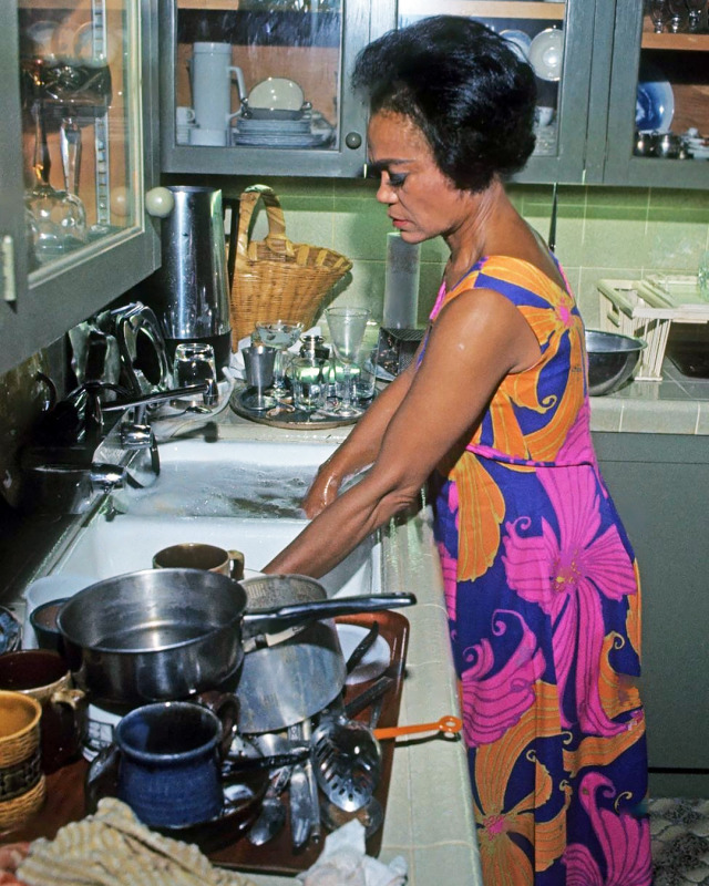 Eartha Kitt at home in Los Angeles, California, 1976.