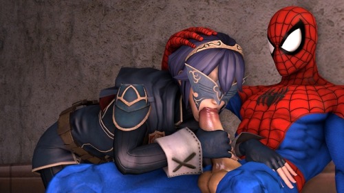 Lucina (masked) gets to suck Spider-Man