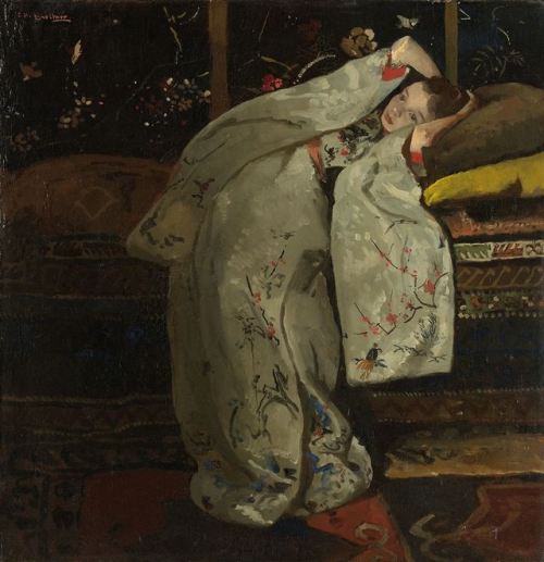 George Hendrik Breitner (Dutch, 1857-1923. b. Rotterdam, Netherlands) - Girl in a White Kimono, 1894