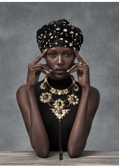 sorryimhuman:continentcreative:Ajak Deng for MIMCO Accessories by Christian Blanchard