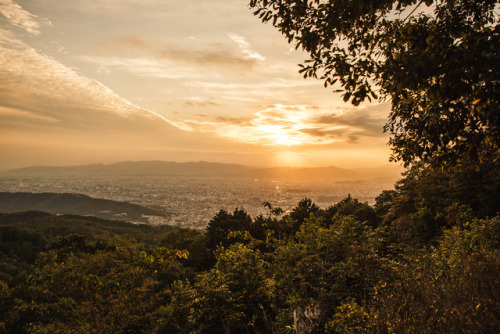 Thursday 5th October 2017. 17:00 Kyoto Japan.We climbed Daimonji to watch the sunset; this also happ