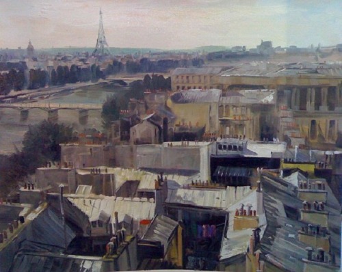 huariqueje:Cityscape, Paris Rooftops  -   Christian VernetFrench,b.1974-oil on canvas, 26 x 21 in.