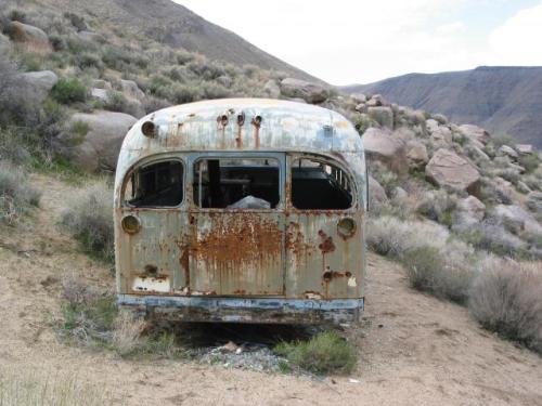 mansonfamilyutopia:one of the Manson Bus at Death Valley, today