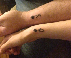 layla-little:  Our matching tattoos :) Daddy and I got them together about 6 months ago. We’re both very avid poker players and that’s what brought us together, so we figured it was fitting.
