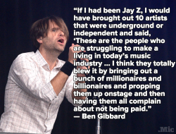 micdotcom:  In one quote, Death Cab for Cutie frontman Ben Gibbard just gave Jay Z and his new Tidal streaming service a perfect middle finger.