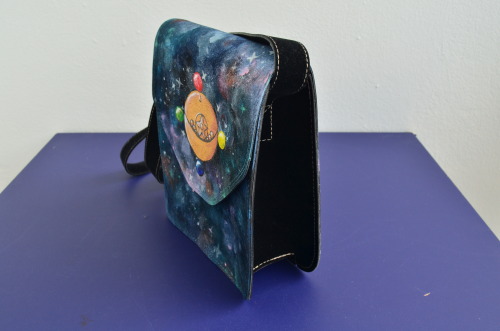 thepinkviolinist:  I painted my boring black bag and… Now it´s too cool! galaxy print and sailor moon! ;D