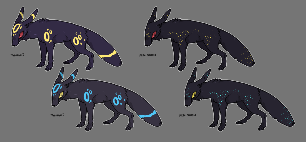 corycat90:  some lunar foxes for you alli like umbreon’s shiny colors a lot bc