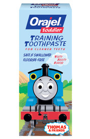image of the Orajel Toddler Training Toothpaste (Thomas and Friends) product