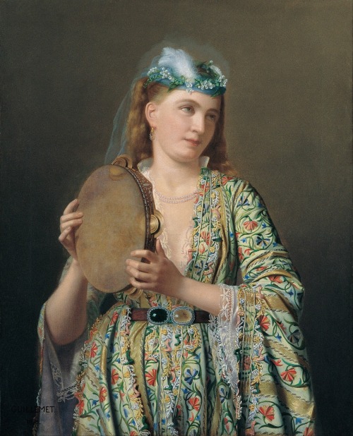 Pierre Désiré Guillemet: Portrait of a Lady of the Court Playing the Tambourine, 1875.