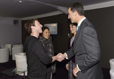 The Prince and Princess of Asturias meeting Mark Zuckerberg