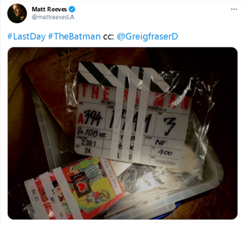 @mattreevesLA : #LastDay #TheBatman cc: ⁦@GreigfraserD