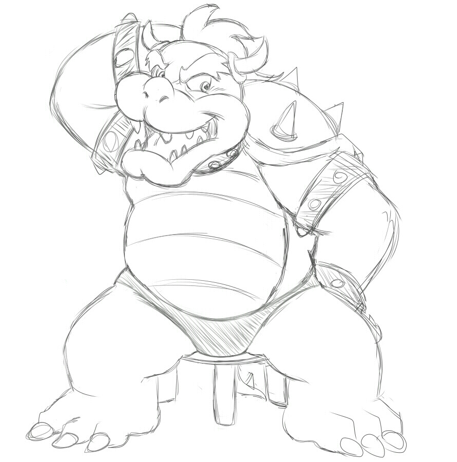 A variety  of alternate Bowser sketches based on a version I posted earlier; a quick