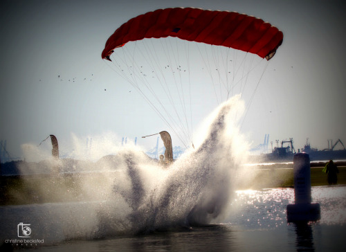 christinebeckstedimages:  Meet “Crash”. He was looking good in his approach but the water reached up and slapped him back into the air. Ouch. I think he recovered and actually landed on his feet. (use arrows on the side of the photo to scroll to see