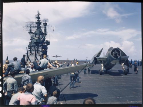 F6Fs Return to USS Lexington (CVA-16) After Engagement with Enemy in South Pacific