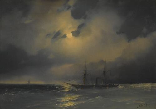 laclefdescoeurs: Shipping in Moonlight, 1853, Ivan Konstantinovich Aivazovsky
