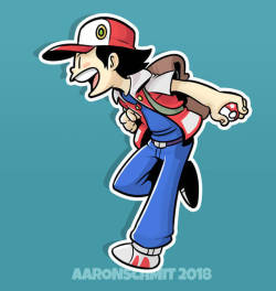 aaronschmit: Sticker design of original Gen 1 Red from Pokemon.