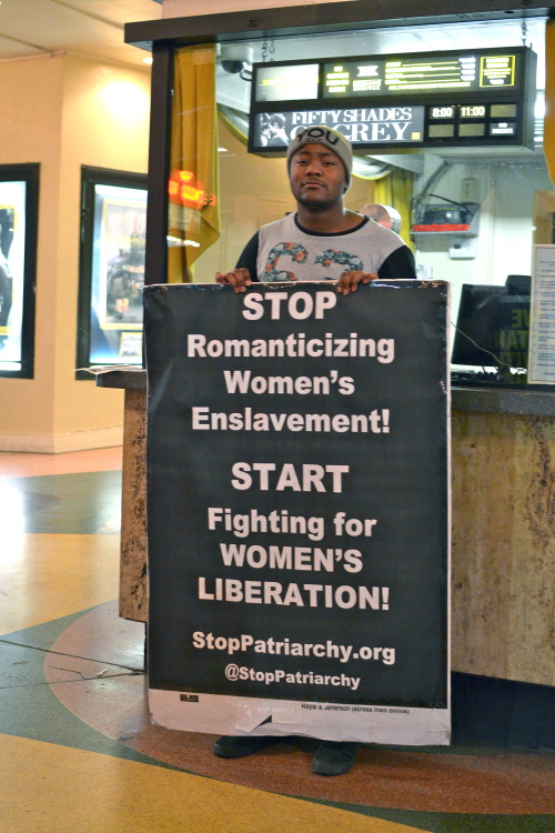 2003rapvideo:  stoppatriarchy:Protesters join #StopPatriarchy in #LosAngeles to say #Fuck50Shades of Grey! More protests tonight in #LA, #Seattle, #NYC, and #Oakland.http://www.stoppatriarchy.org/50-shades-fuck-that.html  Holy fucking shit I need to go