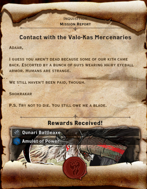 War Table Missions —&gt; Orlais —&gt; Contact with the Valo-Kas Mercenaries (Ori