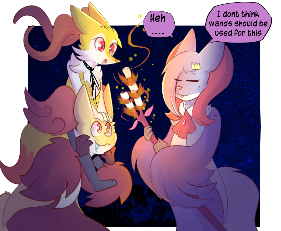 vestabraixen: @askrunethedelphox At least one of these phoxes can use fire magic….for