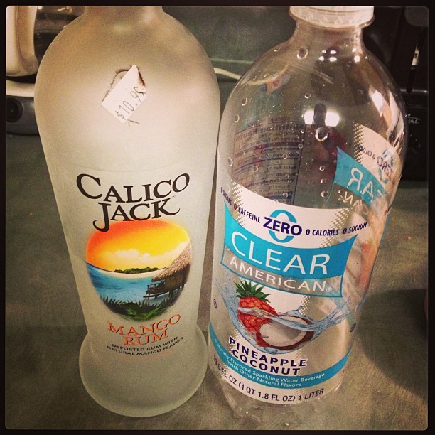 stayforever-withme808:  Interesting combo…. #drink #sparklingwater #alcohol #mango