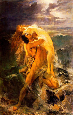 nigra-lux:  MERWART, Paul (1855-1902)The Flood (Deucalion holding aloft his wife)Gallery of Art, LvivEd. Orig.