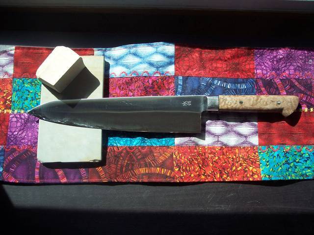 knifepics:  Goko 240mm white#1 custom by macnslaw