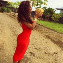 robinroxette:  Freshly cut #coconut straight outta our backyard🌴🍒🍇🍍🍓🍏😻 #paramaribo