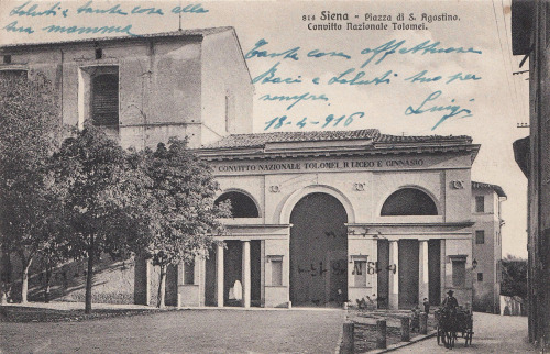 Piazza Sant'Agostino - Convitto Nazionale TolomeiCartolina viaggiata nel 1916Edit. Ditta S. Venturin