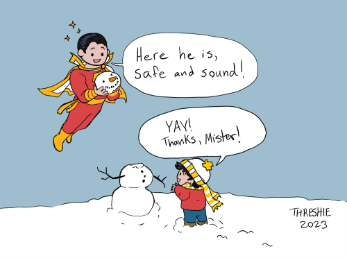A Little Winter Shazam And Billy Batson Doodle.