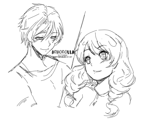 Takumegu and Sorina sketchs. :<