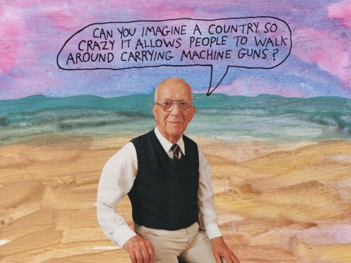 stoicmike:  Can you imagine a country so crazy it allows people to walk around carrying machine guns? – Michael Lipsey