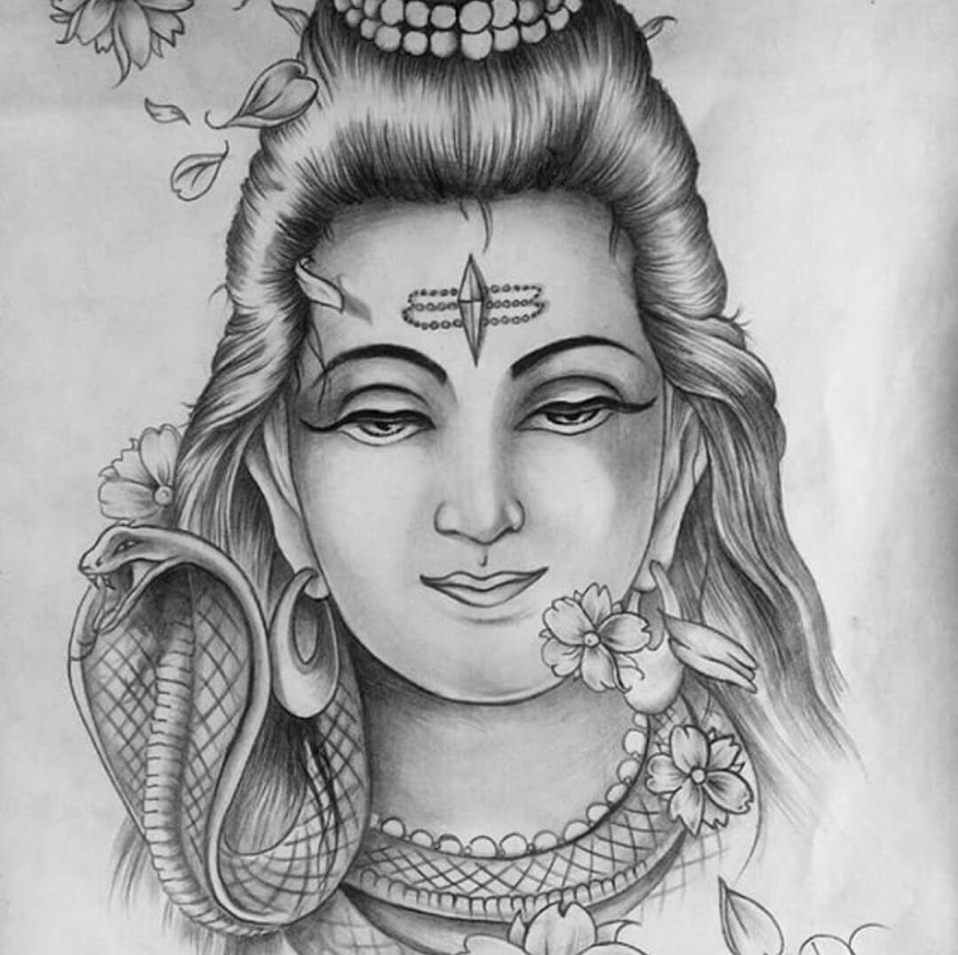 A sketch of Lord Shiva I made, hope y'all like it!!! : r/hinduism