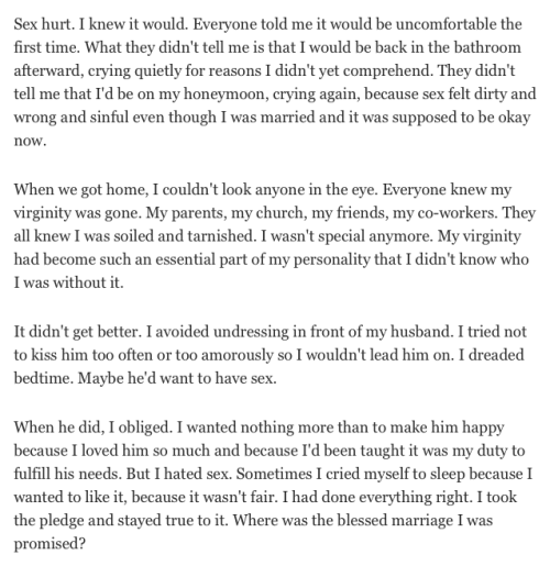 residentgoodgirl: IT HAPPENED TO ME: I Waited Until My Wedding Night to Lose My Virginity and I Wish