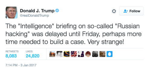 sleighinbedgrowyourhair:our new president is publicly undermining his own intelligence agencies bc h