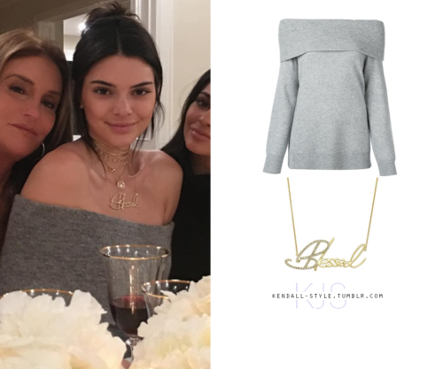 Kendall Jenner | Thanksgiving | November 24 2016 Blessed Necklace- $200  CASHWOOL OFF THE SHOULDER S