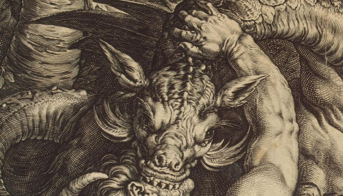 renaissance-art:   Cornelis van Haarlem c. 1588  Dragon Devouring the Companions of Cadmus (detail)