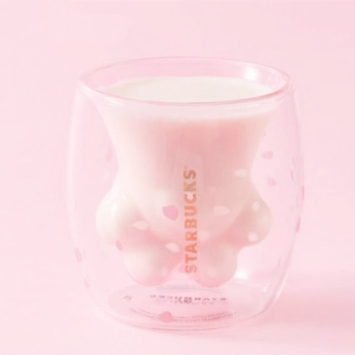 ♡ Cherry Blossom Transparent Kitty Paw Cup - Buy Here ♡Discount Code: honey (10% off your purchase!!