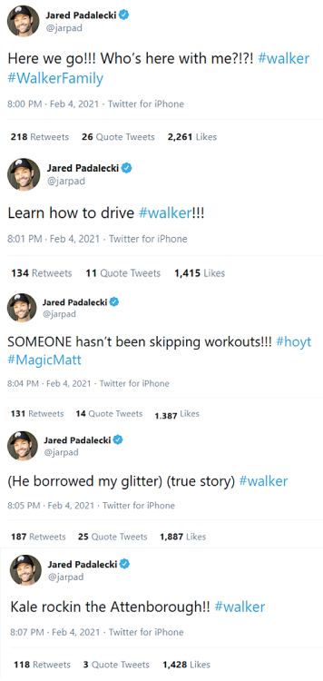 Jared Padalecki’s live tweets from episode 1x03 of Walker. (x)