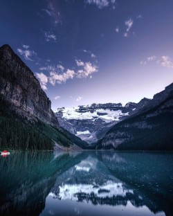 alexiscoram: I just published my latest @huffpost blog about the Canadian Rockies, which includes photos like this one of Lake Louise at Blue Hour. Check it out - link in profile.  (at Lake Louise, Alberta)