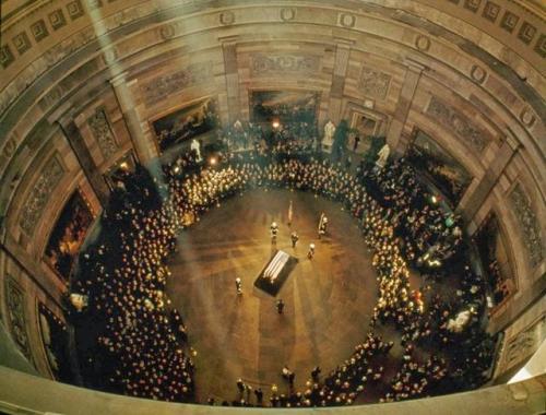 historicaltimes: John F. Kennedy lies in state at the Capitol Rotunda, November 24, 1963 via reddit