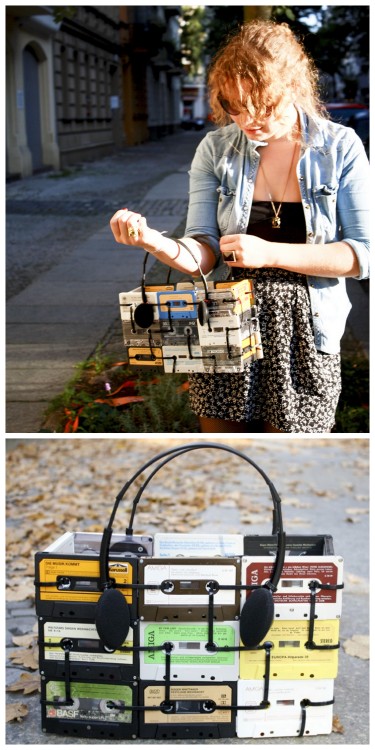DIY Inspiration: Cassette Bag with Headphone Handles by herzfabrikLink Updated 2019 From the maker:A