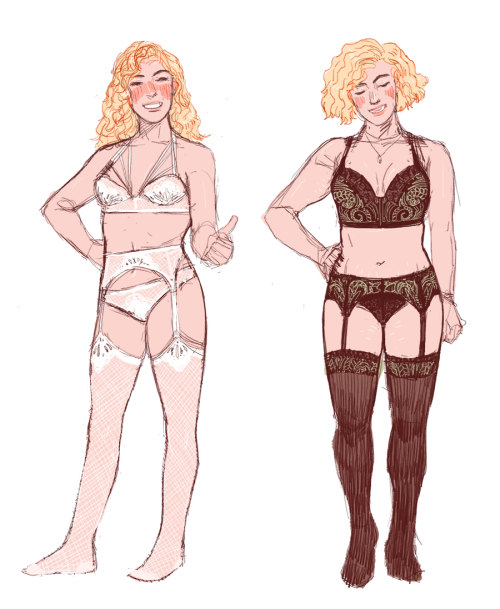 servicetopelphie: designing lingerie for a little oneshotty thingy im doin. these Are both Glinda. i